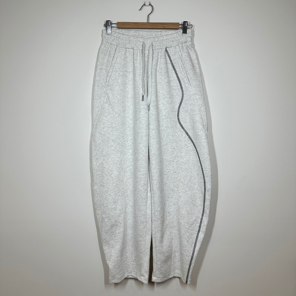 Davi & Dani Pants Women S Gray Cotton Blend Wide Leg Barrel Drawstring Lounge